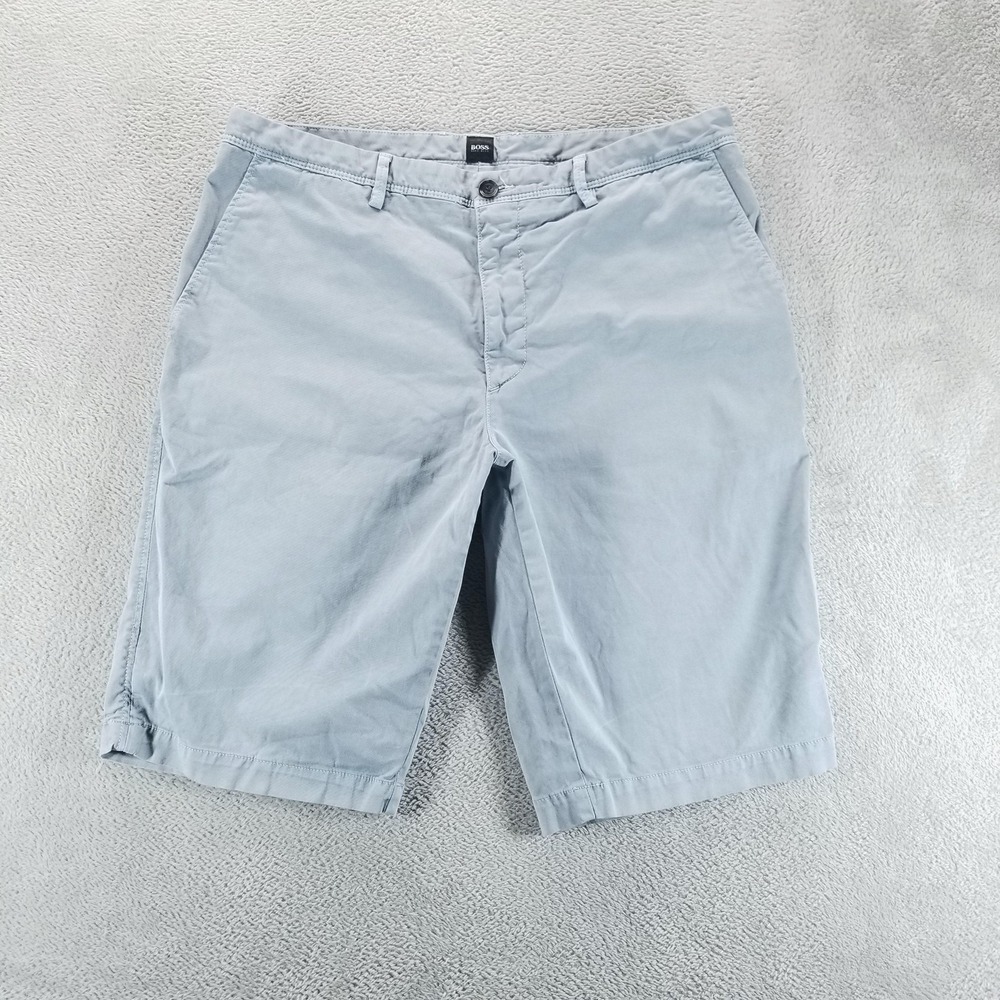 BOSS Hugo Boss Shorts Mens 34 Blue Chino Stretch Canvas 12" Inseam Casual Summer